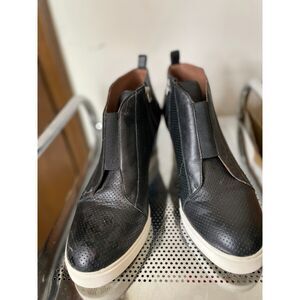 Linea Paola Wedge Leather Boots Black Women's 7.5